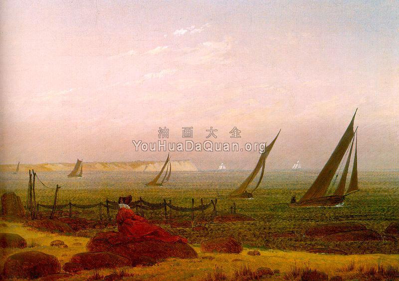 Woman on the Beach of Rugen - 卡斯帕尔·大卫·弗里德里希